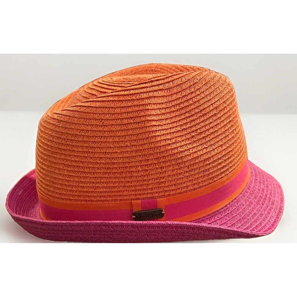 Sun N Sand Womens Hat Orange Pink Sun Bucket Cloche Coastal Beach Boho Summer